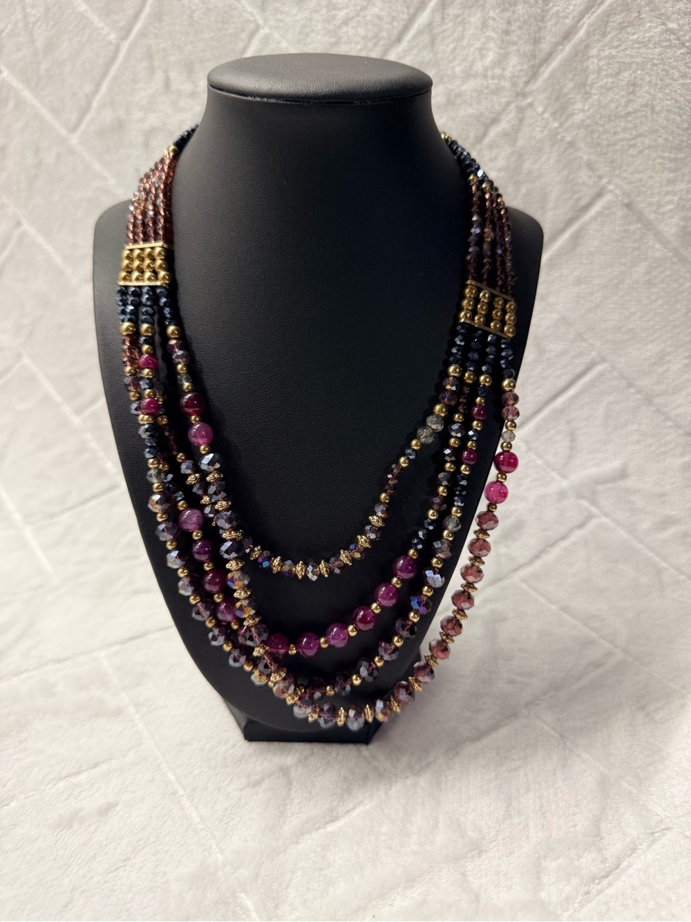 Multi-Strand Purple Beaded Women's Necklace